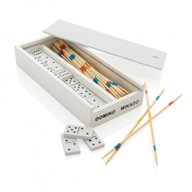 Logo trade promotional merchandise picture of: Deluxe mikado/domino in wooden box