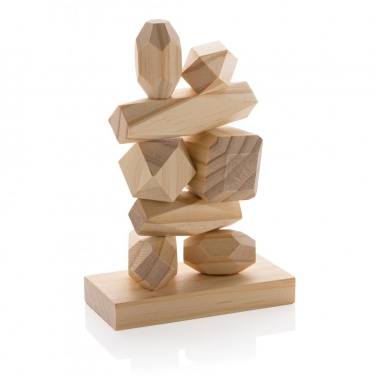 Logotrade corporate gift picture of: Ukiyo Crios wooden balancing rocks in pouch