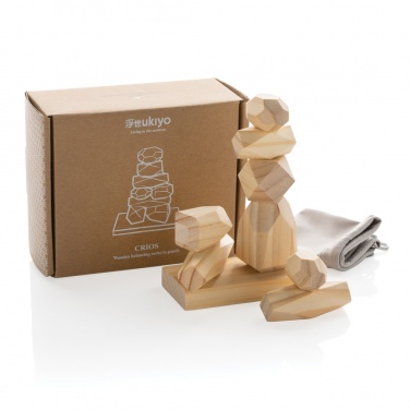 Logo trade promotional gifts picture of: Ukiyo Crios wooden balancing rocks in pouch