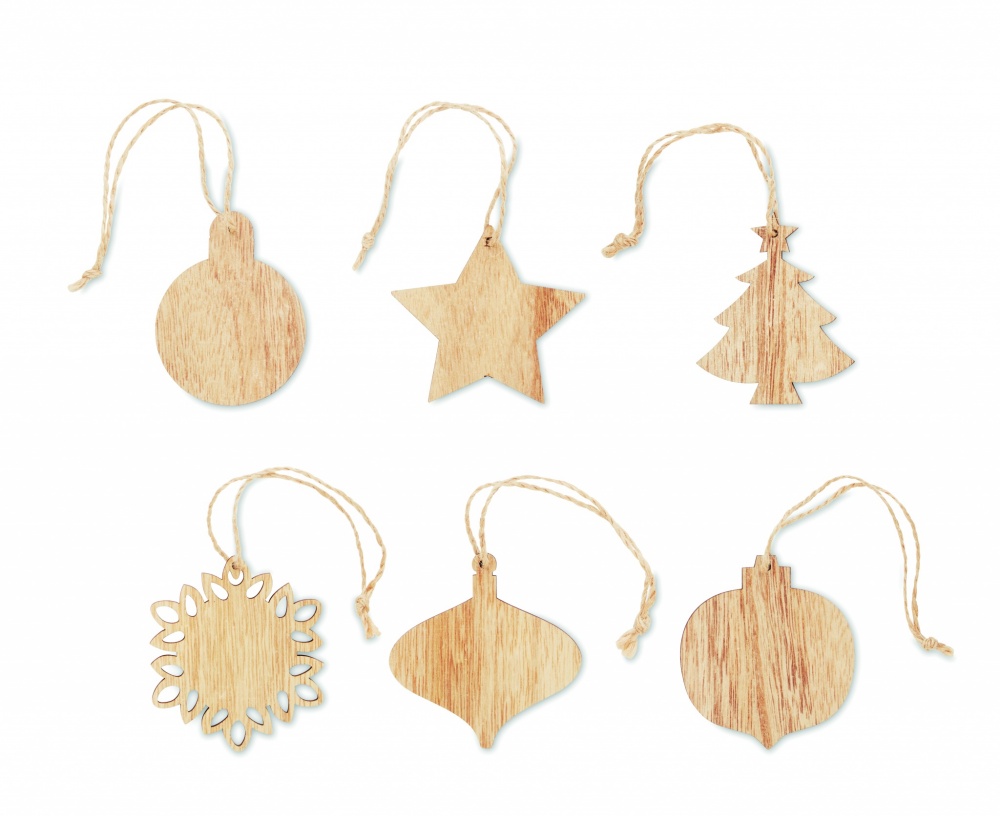 Logo trade promotional merchandise image of: Set of wooden Xmas ornaments