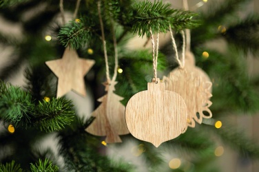 Logo trade promotional gift photo of: Set of wooden Xmas ornaments