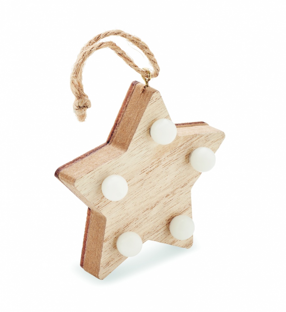 Logo trade promotional gifts image of: Wooden weed star with lights