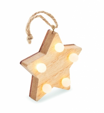 Logo trade business gift photo of: Wooden weed star with lights