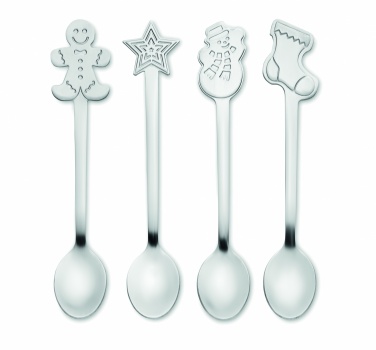 Logo trade promotional gift photo of: Set of 4 Christmas tea spoon