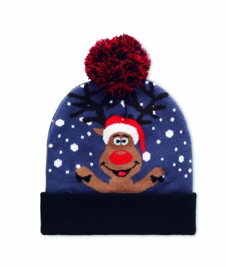 Logo trade promotional giveaways image of: Christmas knitted beanie LED