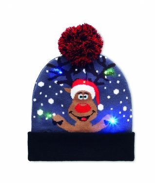 Logo trade promotional giveaways image of: Christmas knitted beanie LED