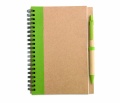 B6 recycled notebook with pen, Lime