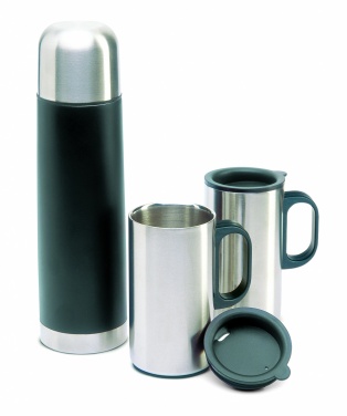 Logo trade corporate gifts image of: Insulation flask with 2 mugs