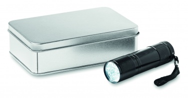 Logo trade promotional gift photo of: LED torch in tin box