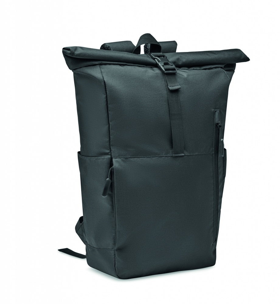 Logo trade promotional giveaways image of: 300D RPET rolltop backpack