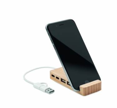 Logotrade promotional item image of: Bamboo USB 4 ports hub