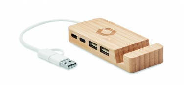 Logotrade advertising products photo of: Bamboo USB 4 ports hub