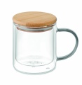 Double wall borosilicate mug, Transparent Grey