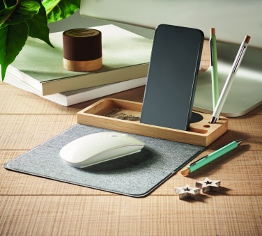 Logo trade promotional items image of: Wireless charger in bamboo 15W