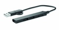 USB 4 port hub 19 cm, Black