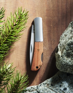 Logo trade promotional giveaway photo of: Foldable knife in acacia wood