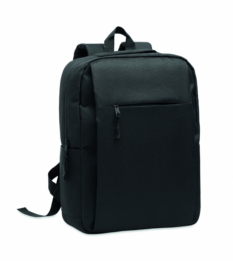 Logo trade promotional giveaway photo of: Slim 15 inch laptop backpack made of 600D RPET polyester with a 210D lining and customizable printing