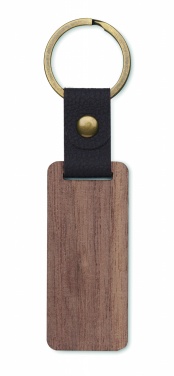 Logo trade promotional product photo of: Key ring in walnut and PU Kokkola