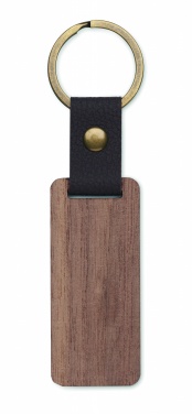 Logotrade promotional item picture of: Key ring in walnut and PU Kokkola