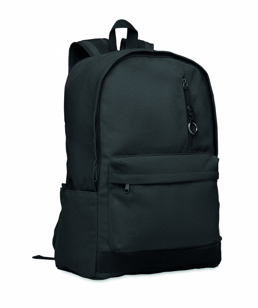 Logotrade promotional giveaway image of: A 15-inch laptop backpack made of recycled pre-consumer cotton with customizable printing