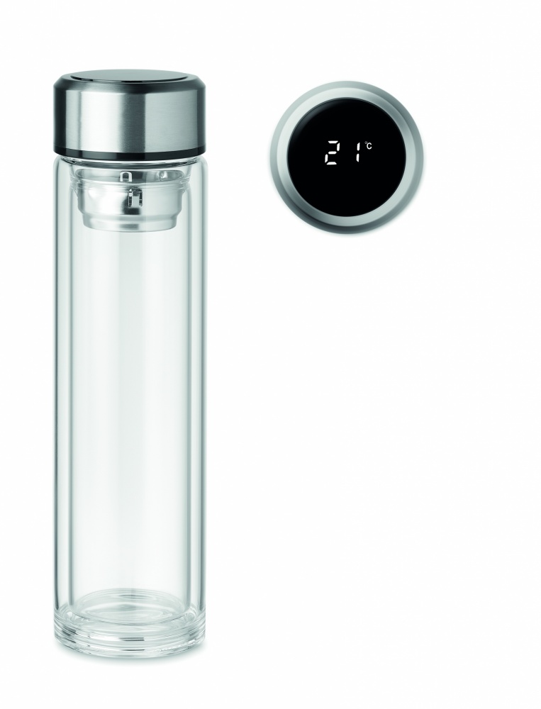 Logo trade promotional giveaways image of: Bottle with touch thermometer