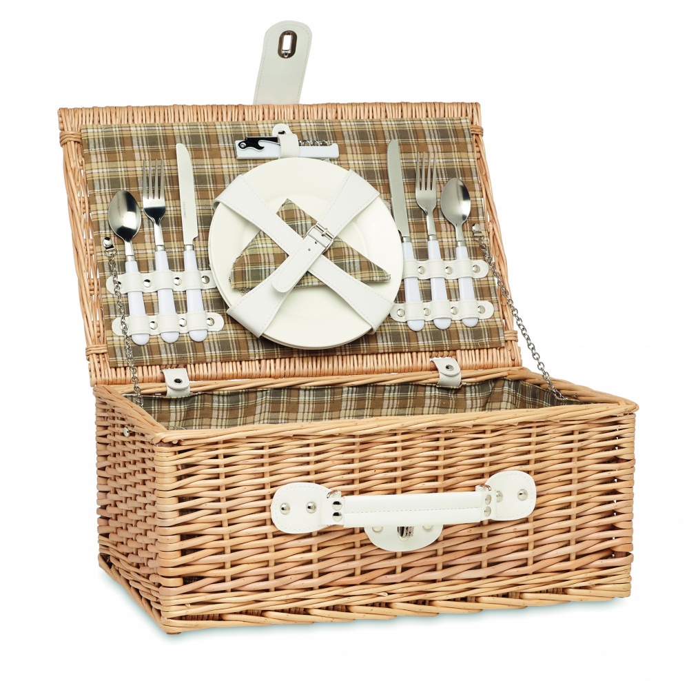 Logo trade business gift photo of: Wicker picnic basket 2 people