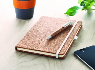 Logo trade promotional giveaways image of: A5 cork notebook with pen