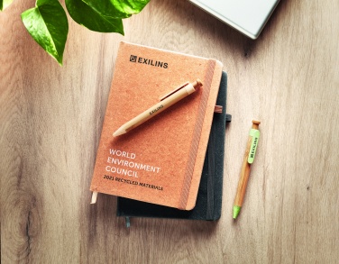 Logo trade business gift photo of: Recycled Leather A5 notebook