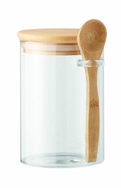 Logo trade promotional gifts image of: Glass jar with spoon 600 ml