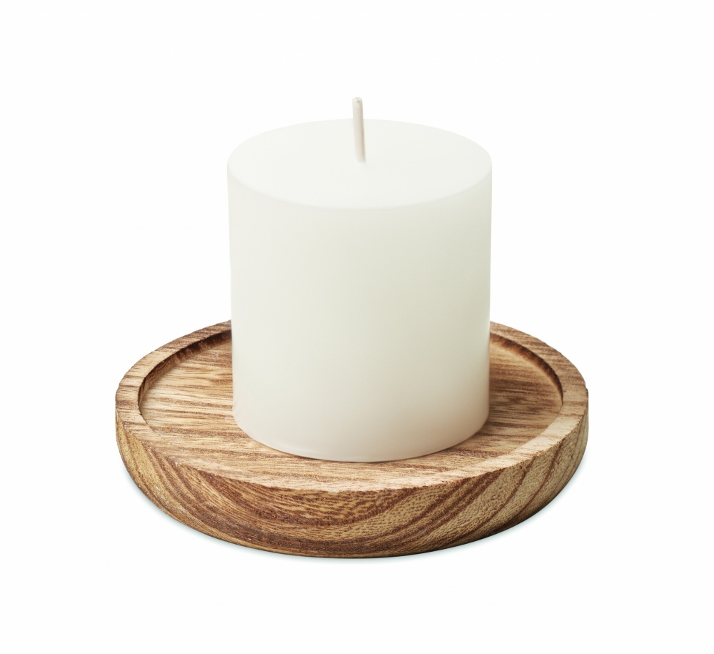 Logo trade corporate gifts image of: Candle on round wooden base