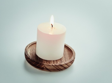 Logo trade promotional merchandise photo of: Candle on round wooden base