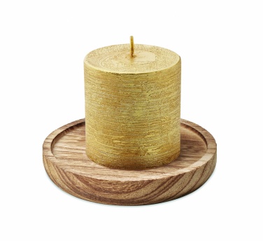 Logo trade promotional gifts image of: Candle on round wooden base