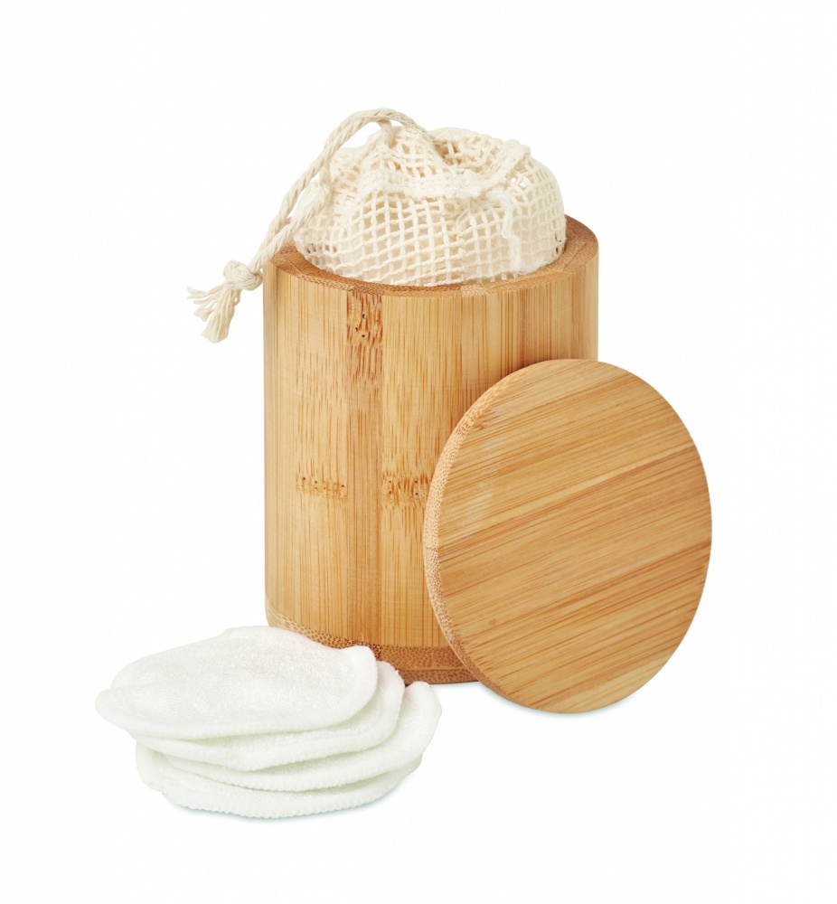 Logo trade promotional merchandise photo of: Bamboo fibre cleansing pad set