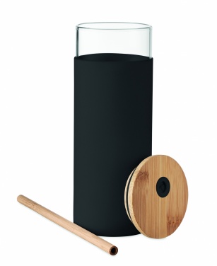 Logotrade advertising products photo of: Glass tumbler 450ml bamboo lid