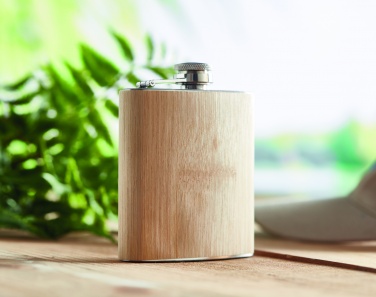 Logo trade promotional merchandise photo of: Bamboo slim hip flask 170ml