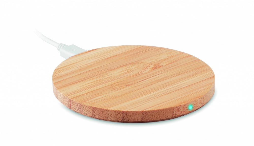 Logo trade business gifts image of: Wireless charger bamboo 10W