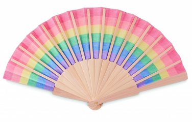 Logo trade advertising products picture of: Rainbow wooden hand fan