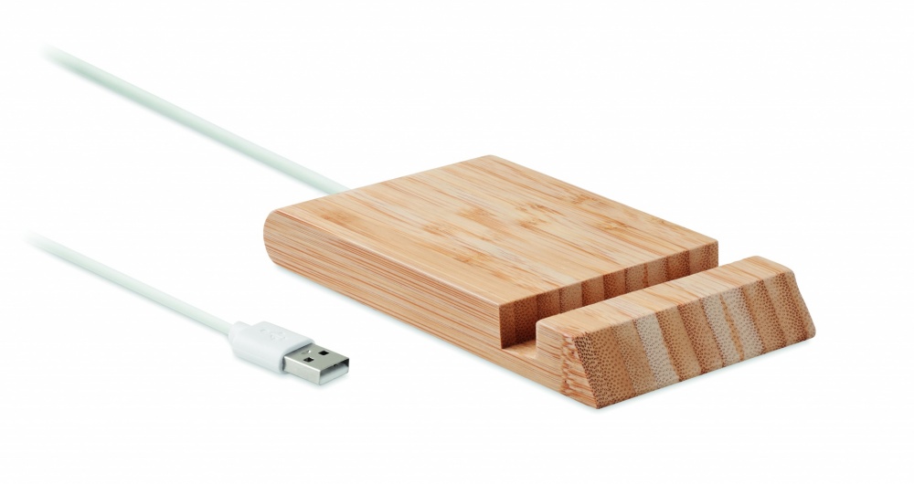 Logotrade promotional giveaway image of: Bamboo wireless charger  10W ODOS