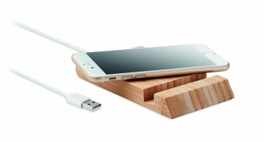 Logo trade promotional giveaways picture of: Bamboo wireless charger 10W