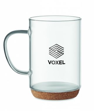 Logo trade business gifts image of: Glass mug 400ml with cork base