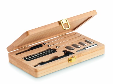 Logo trade promotional items image of: 21 pcs tool set in bamboo case