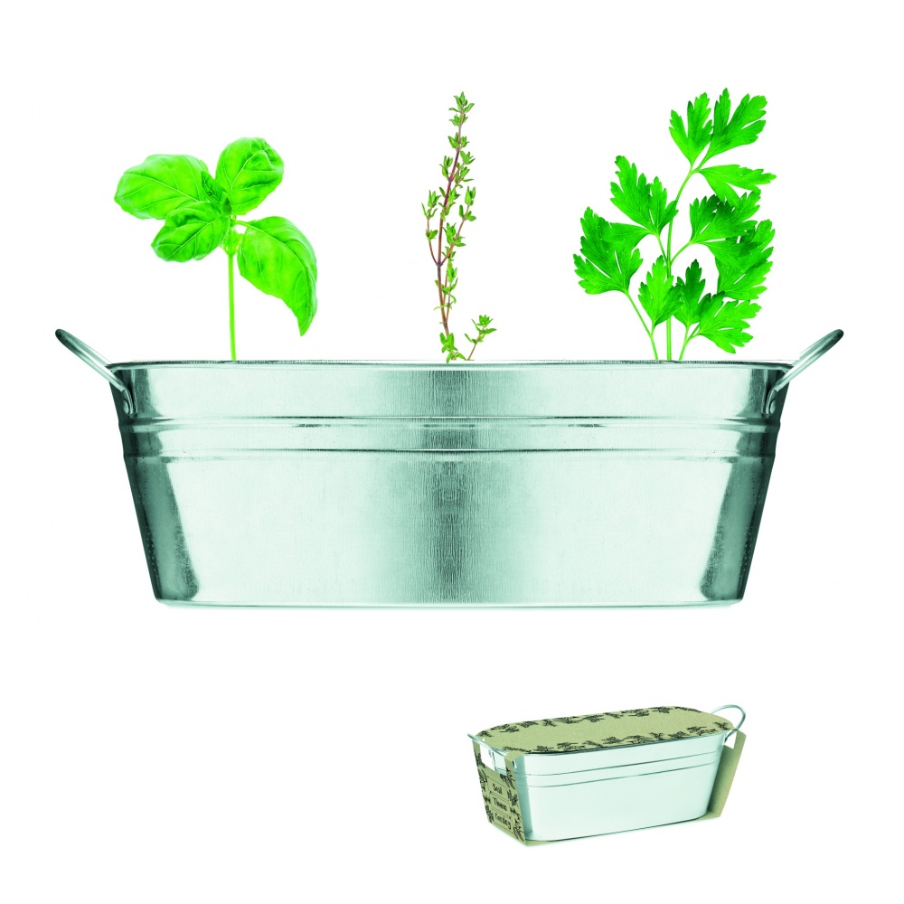 Logotrade advertising product picture of: Zinc tub with 3 herbs seeds