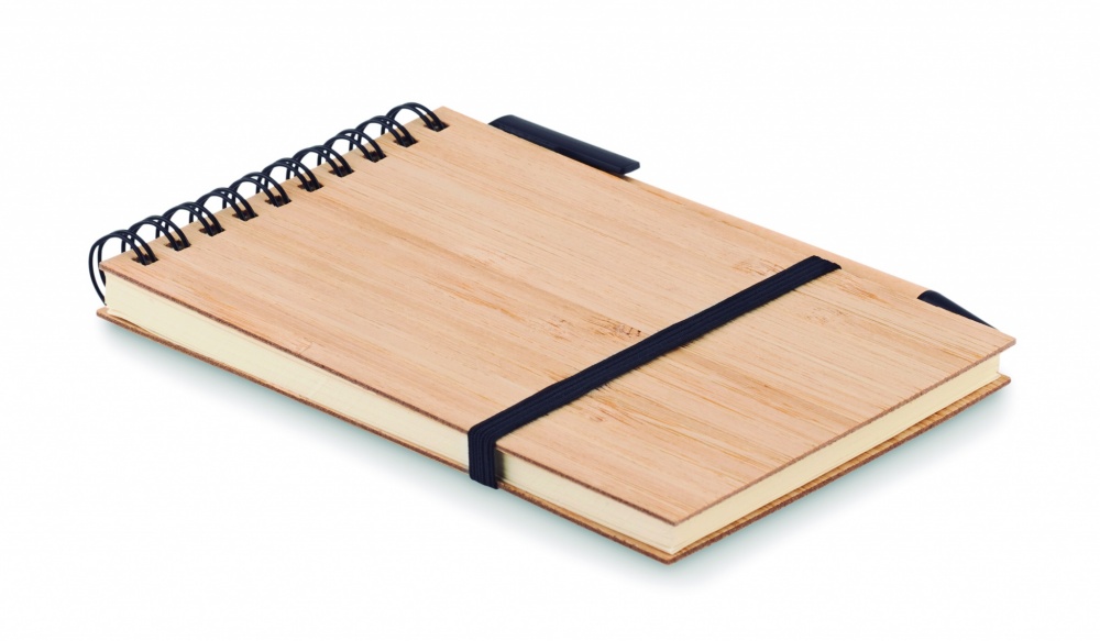 Logo trade corporate gifts image of: A6 bamboo notepad with pen SONORABAM