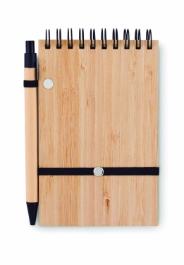 Logo trade corporate gifts image of: A6 bamboo notepad with pen