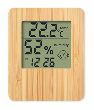 Logo trade promotional gifts image of: Bamboo weather station