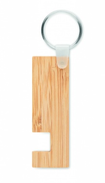 Logo trade promotional items image of: Bamboo stand and key ring Savonlinna