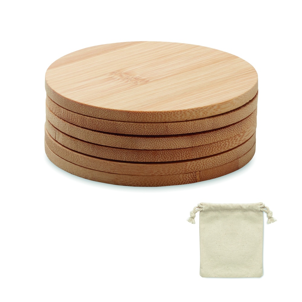 Logo trade advertising products picture of: Set of 6 bamboo coasters