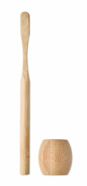 Logo trade promotional items image of: Bamboo tooth brush with stand