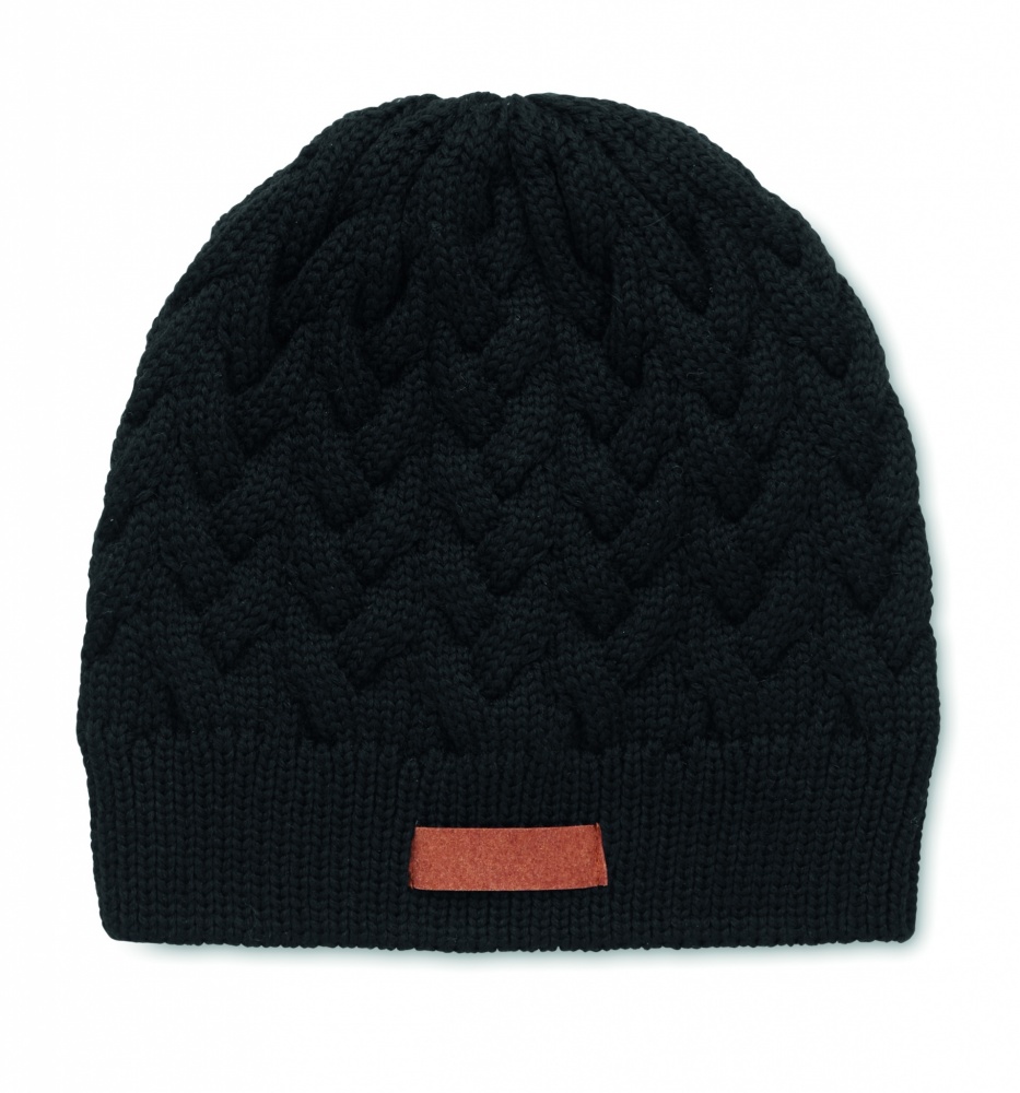 Logotrade business gift image of: Cable knit beanie in RPET