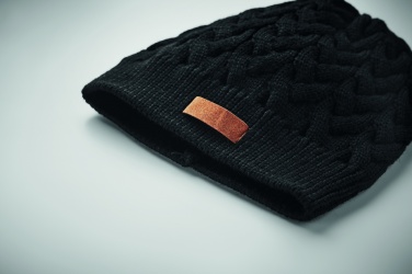 Logo trade promotional gifts picture of: Cable knit beanie in RPET